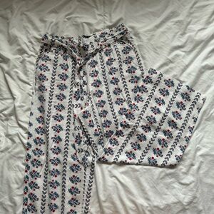 loft wide leg linen pants with belt